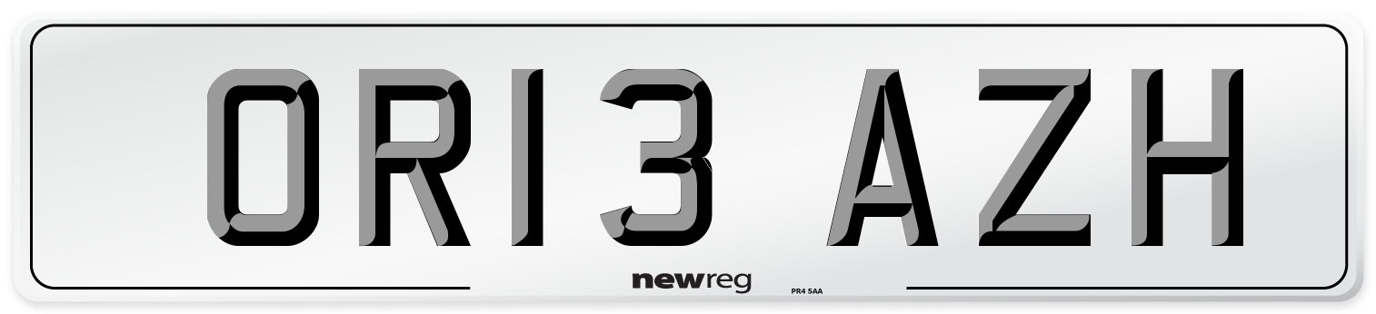 OR13 AZH Number Plate from New Reg